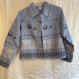 Erin by Erin London Women's Blue Floral Spectator Sport Blazer Size Petite Small